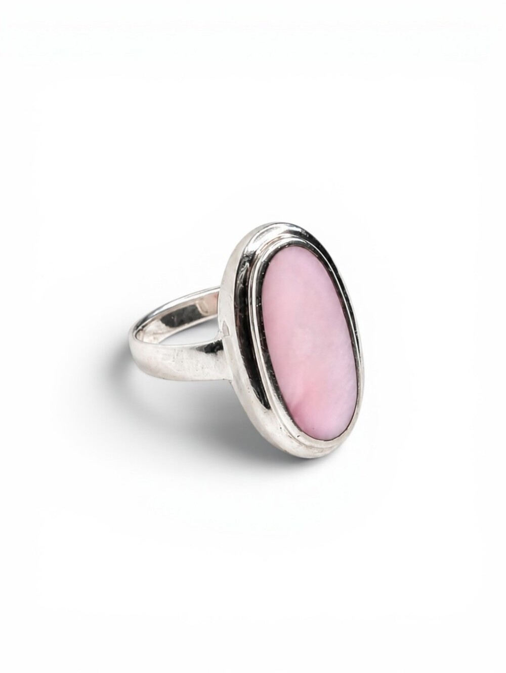 Vintage Avon 925 Sterling Silver Pink Mother of Pearl Oval Ring | Size 9